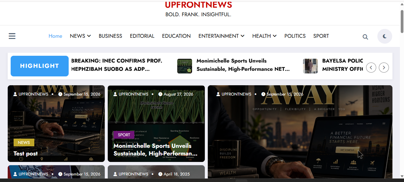 Upfront News website